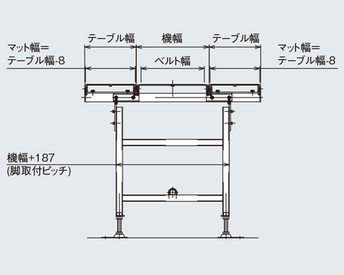 図面　作業テーブル　導電マットテーブル　BDT　Type34フレーム用　ベルゴッチ（ミニベルト）