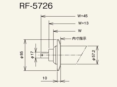 ツバ付ローラ　RF-5726　図面　スチール製グラビティローラコンベヤ(Mシリーズ)