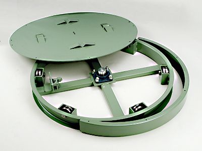 ターンテーブル　90°ストッパー付き　スチール製グラビティローラコンベヤ(Mシリーズ)
