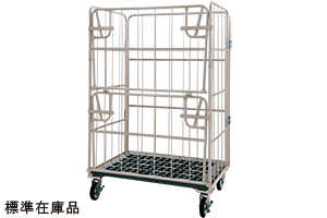 ロールボックスパレット　カゴ台車　MJD-S5　上下扉タイプ　底板樹脂　株式会社マキテック