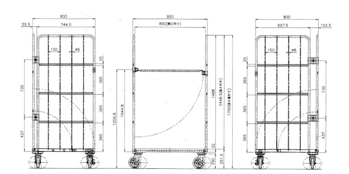 ロールボックスパレット カゴ台車 MJR-4 底板樹脂 株式会社マキテック
