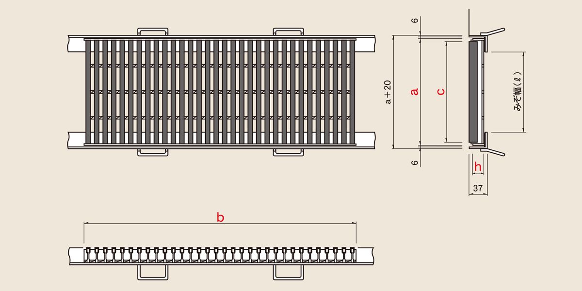 図面　GMI　ゴムグレみぞぶた　ゴムグレーチング