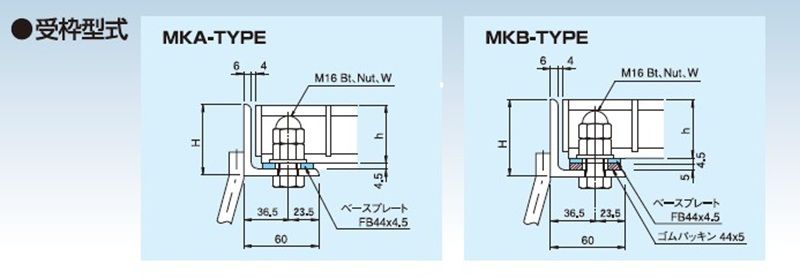 受枠型式　図面　グレーチング　LNFA-BB ますぶた　四方落とし込み固定式　普通目　ノンスリップ　LSハイテングレーチング