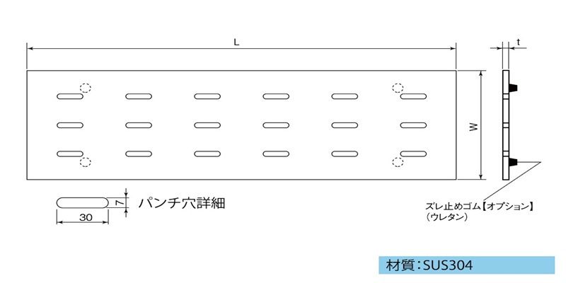 PP-PPD-PPS 排水みぞぶた用(パンチング板)　ステンレスグレーチング