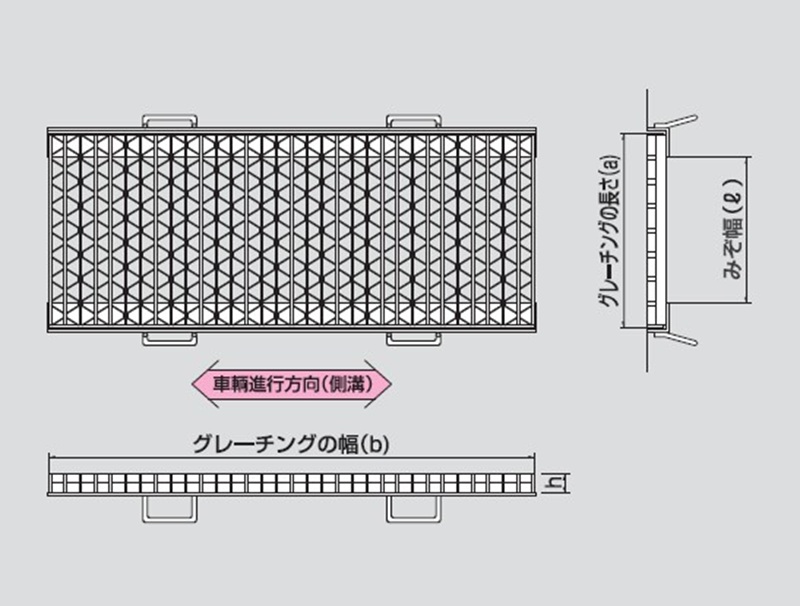 図面　　UKMI　側溝用みぞぶた　ユニバーサルデザイングレーチング