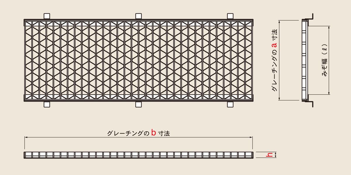 図面　UKMIS　ステンレス側溝用みぞぶた　ユニバーサルデザイングレーチング