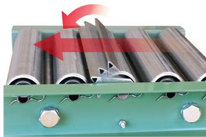 コンベヤ　動作イメージ　アンチバックローラ　逆転防止プレート　AB-38R型　グラビティローラコンベヤ Mシリーズ