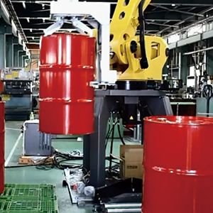 ロボットシステム　導入事例　ドラム缶パレタイズロボット