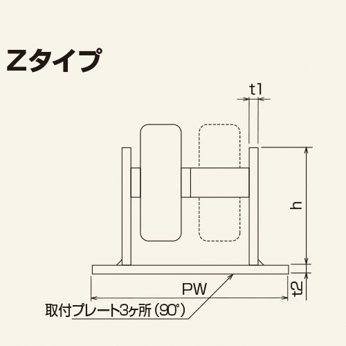 ホイールコンベヤ　フレーム形状　Zタイプ