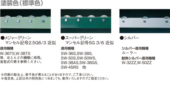 ホイールコンベヤ　カラーバリエーション