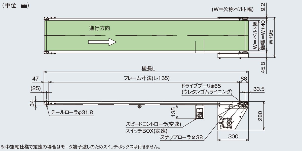 図面　Type34-G2P　ベルゴッチ　ミニベルト　ベルトコンベヤ