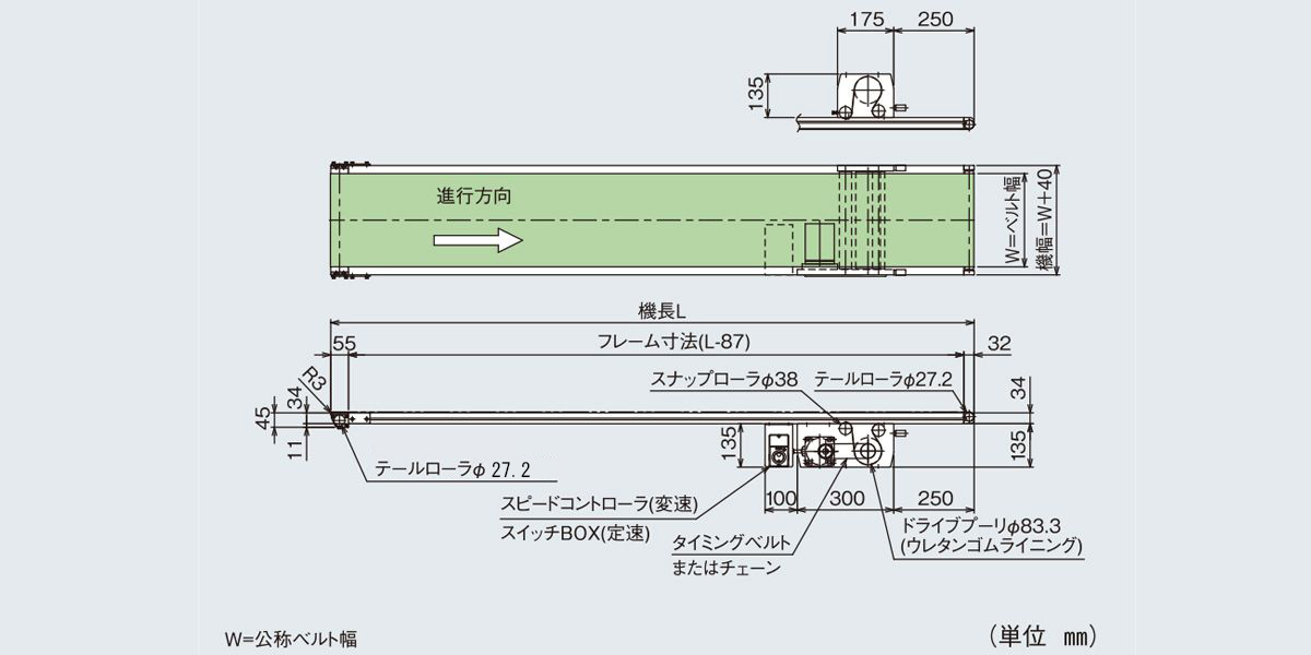 □マキテック ベルトコンベヤベルゴッチ(短機長)JGI 幅300機長0.5M定速