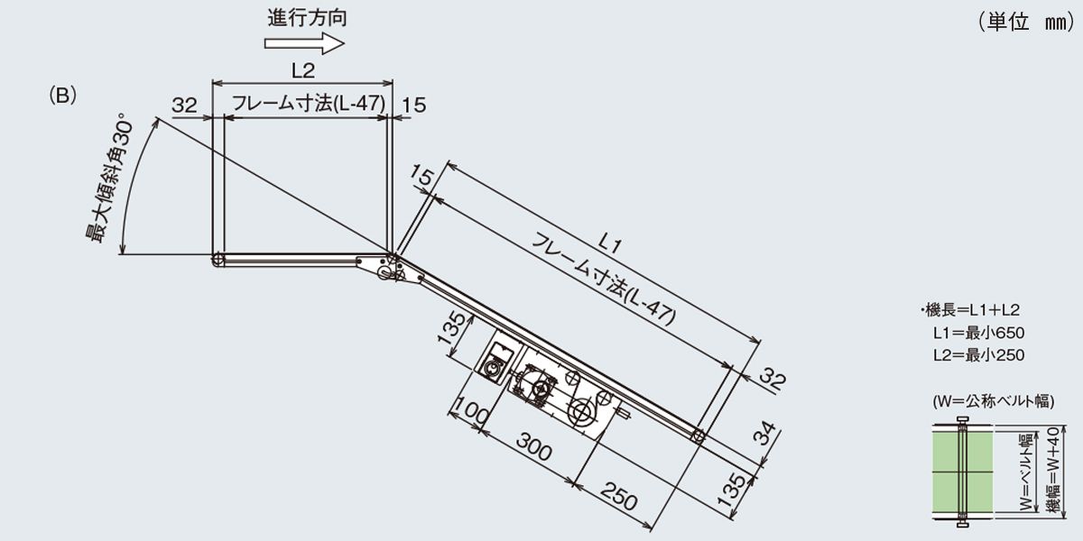 図面　Type34-T1（B）　ベルゴッチ　ミニベルト　ベルトコンベヤ
