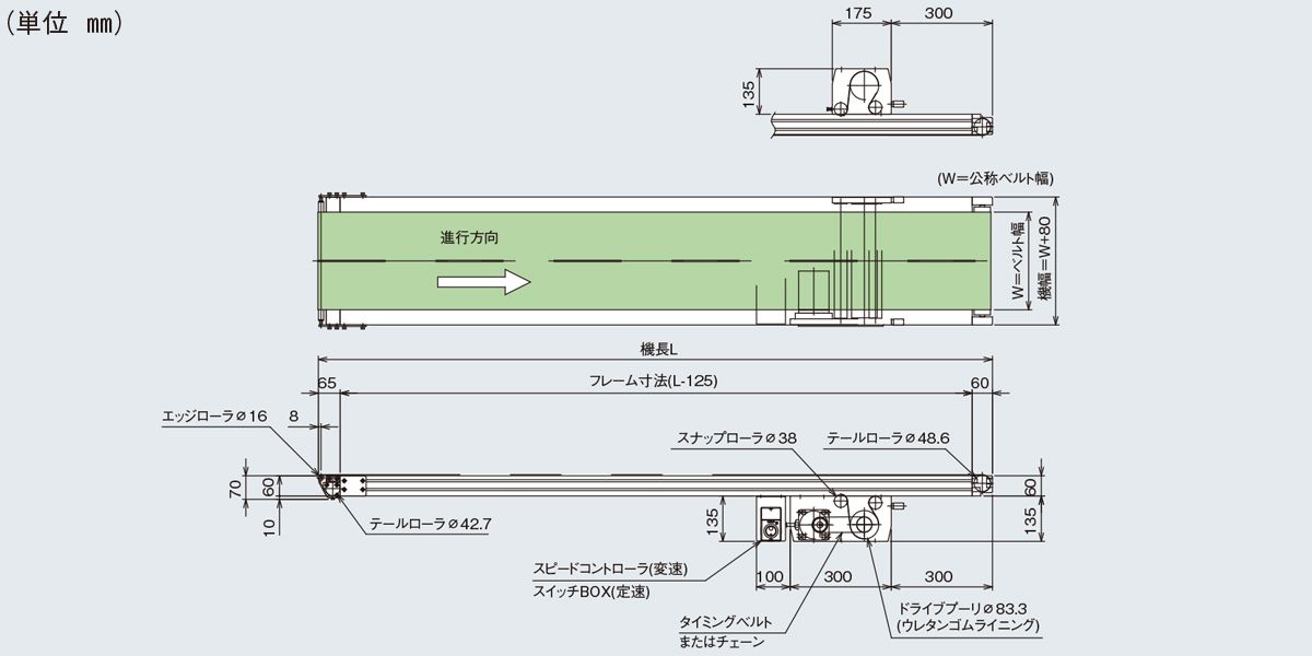 図面　Type60-RG1N　ベルゴッチ　ミニベルト　ベルトコンベヤ