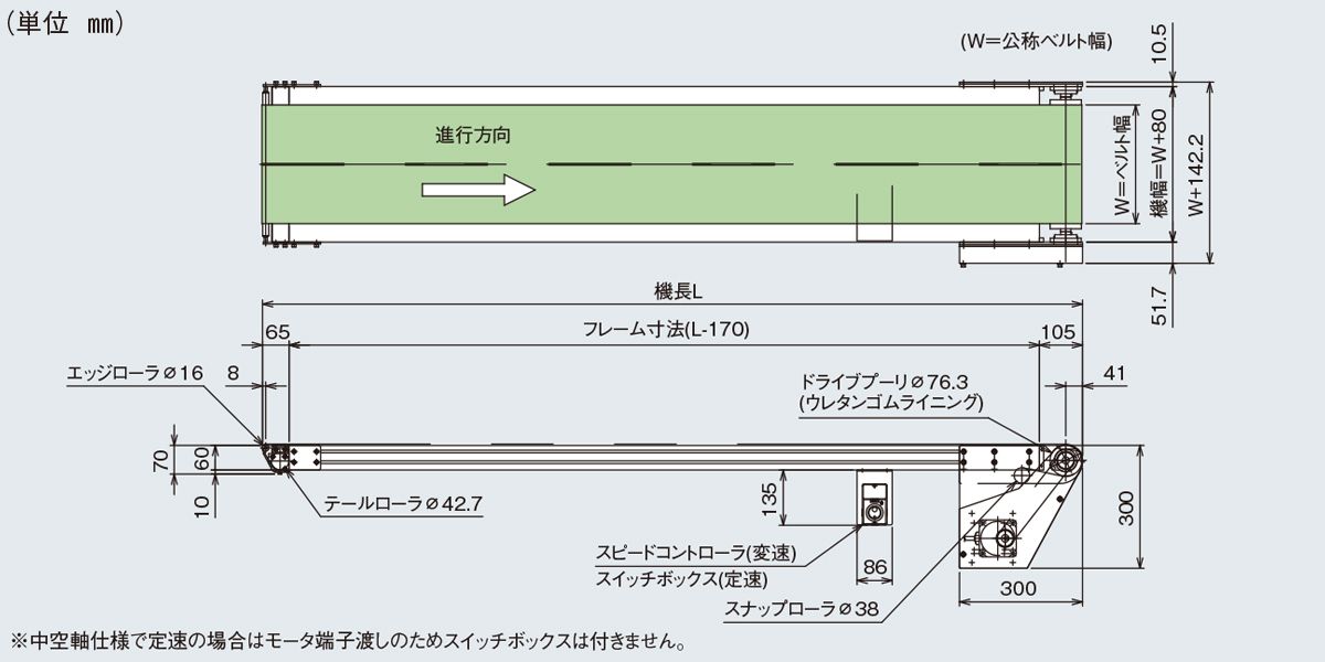 図面　Type60-RG2P　ベルゴッチ　ミニベルト　ベルトコンベヤ