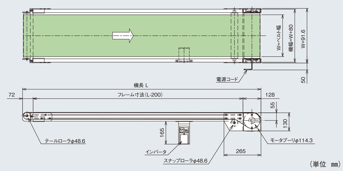 マキテック ベルゴッチ(ダコーレス)GI 幅400機長6M定速13三相20060W 