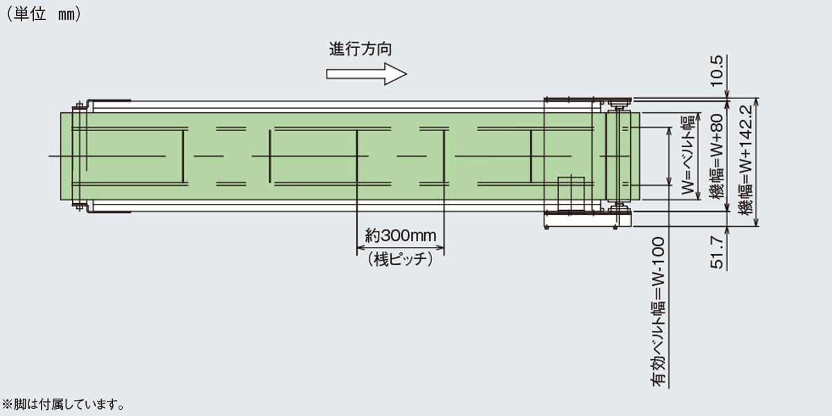 上面図　Type60-ZD2P　ベルゴッチ　ミニベルト　ベルトコンベヤ