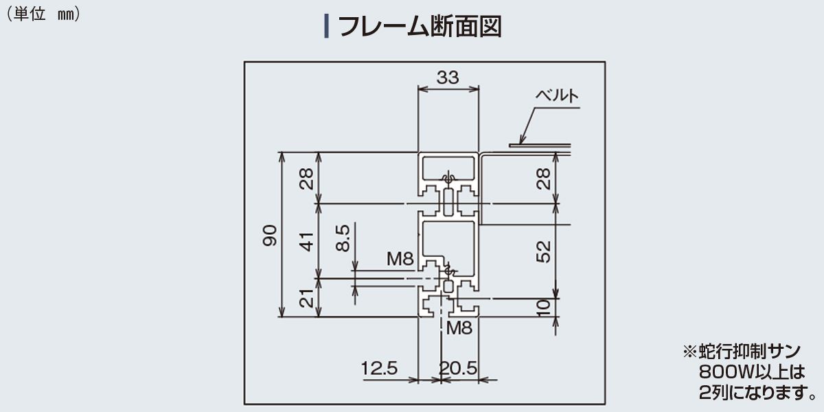 フレーム断面図　Type90-RG1N　ベルゴッチ　ミニベルト　ベルトコンベヤ