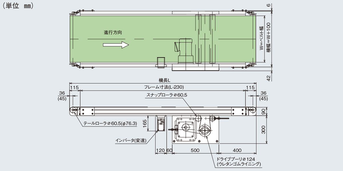 マキテック ベルゴッチJGI巾300機長0.3M変速13単100V90W 