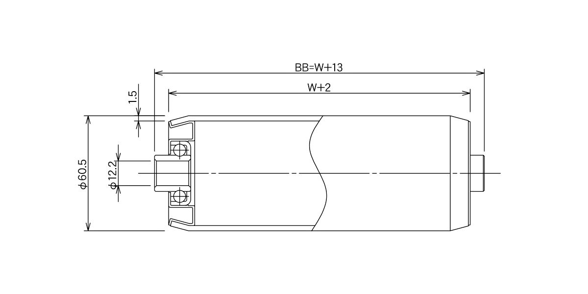 図面　ARS-6015　コンベヤ用ローラ　グラビティローラコンベヤ　ステンレス製ローラ