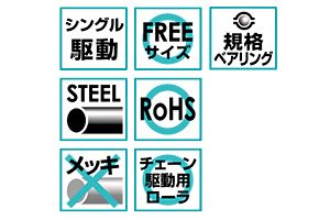 特長　KR-605011S　駆動コンベヤ用ローラ　駆動ローラコンベヤ　駆動ローラ