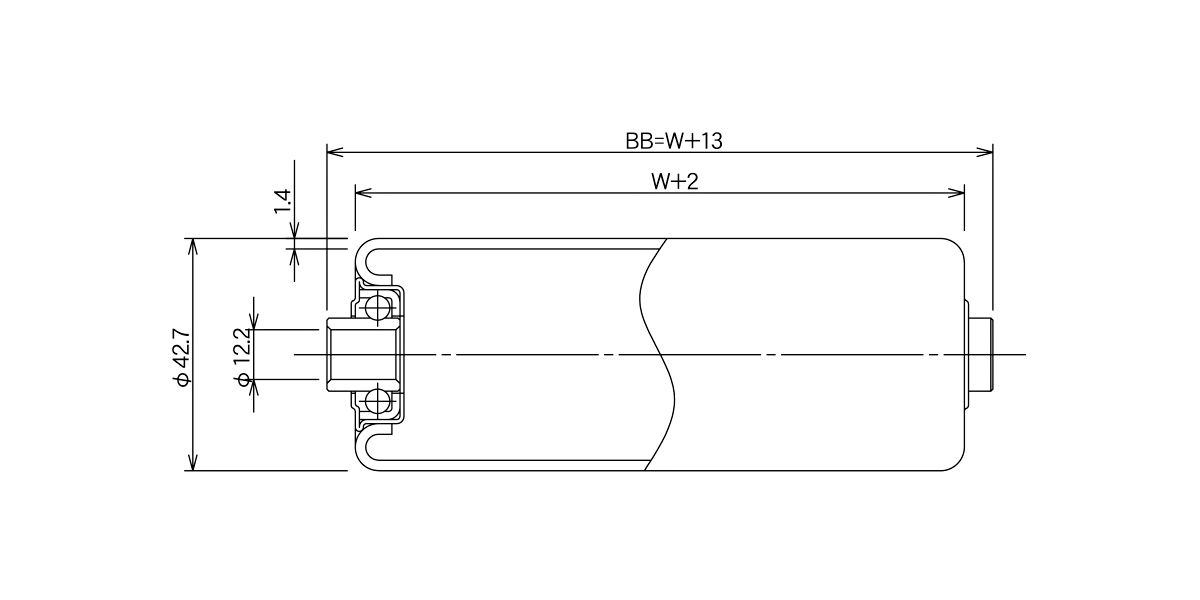 R-4214P コンベヤ用ローラ グラビティローラコンベヤ スチール製ローラ