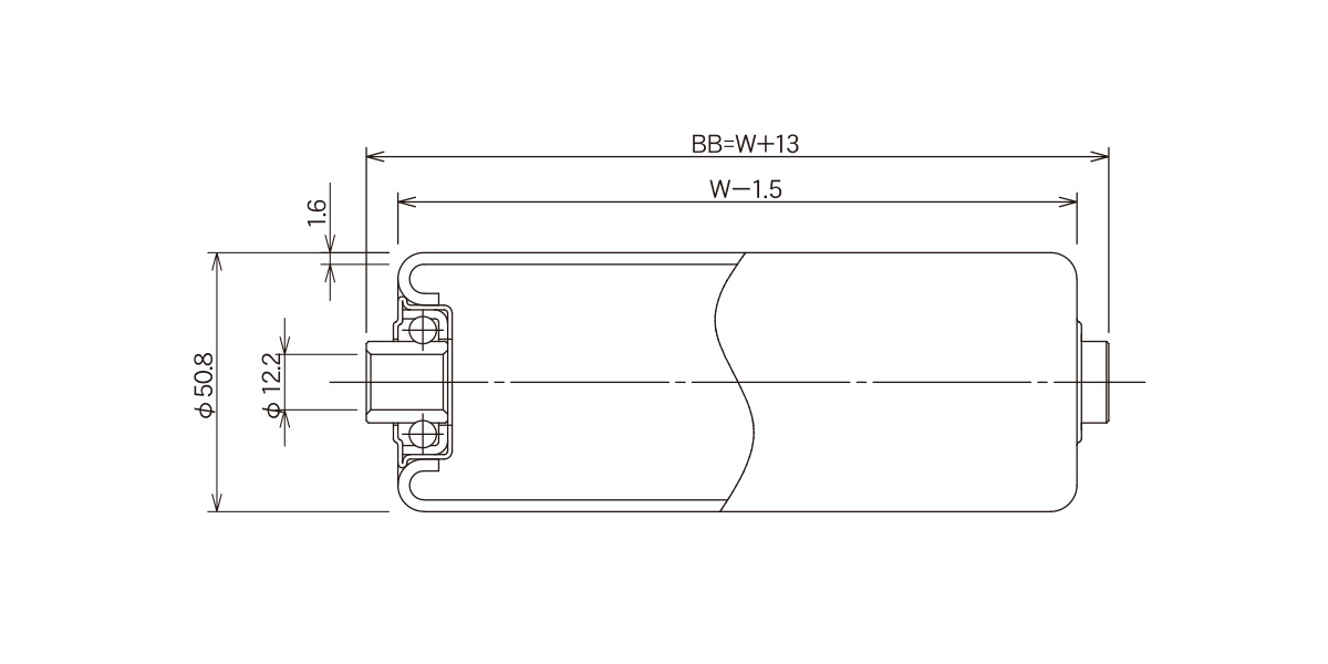 R-5015P コンベヤ用ローラ グラビティローラコンベヤ スチール製ローラ