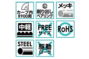 特長　R-TC900A　コンベヤ用ローラ　グラビティローラコンベヤ　テーパーローラ