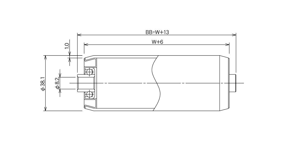 図面　RS-3810PD-8　コンベヤ用ローラ　グラビティローラコンベヤ　ステンレス製ローラ