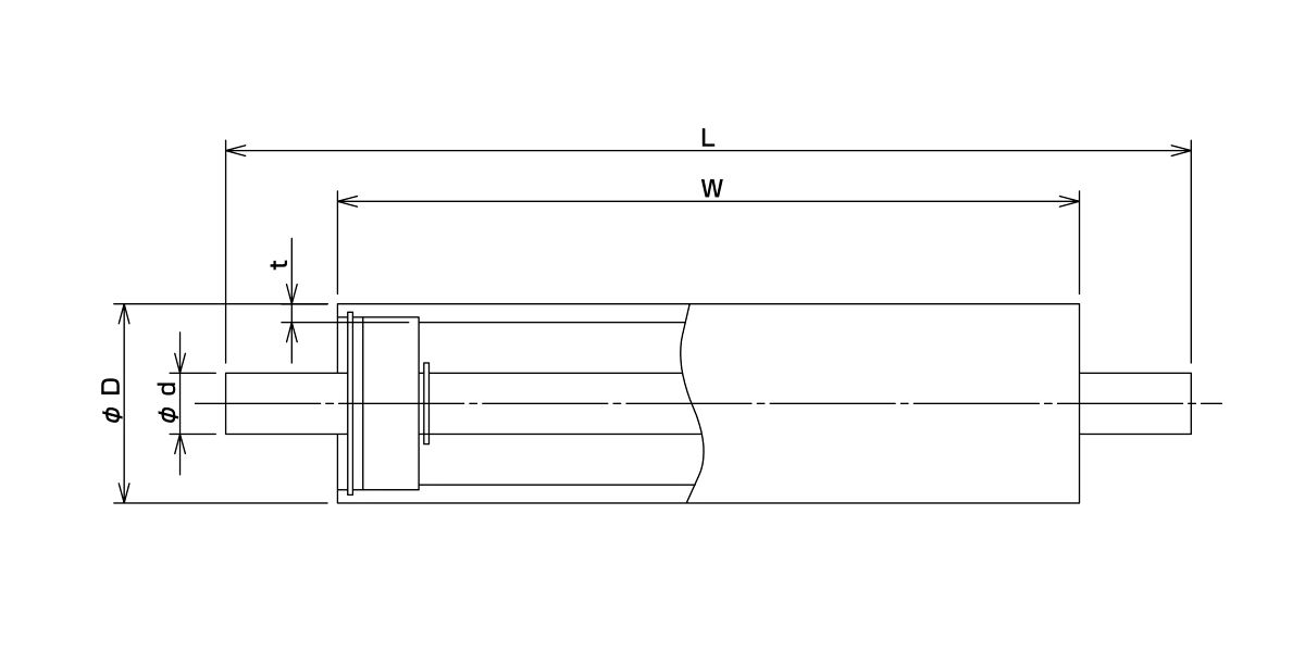 図面　RSC-2137-606　コンベヤ用ローラ　グラビティローラコンベヤ　耐熱ローラ