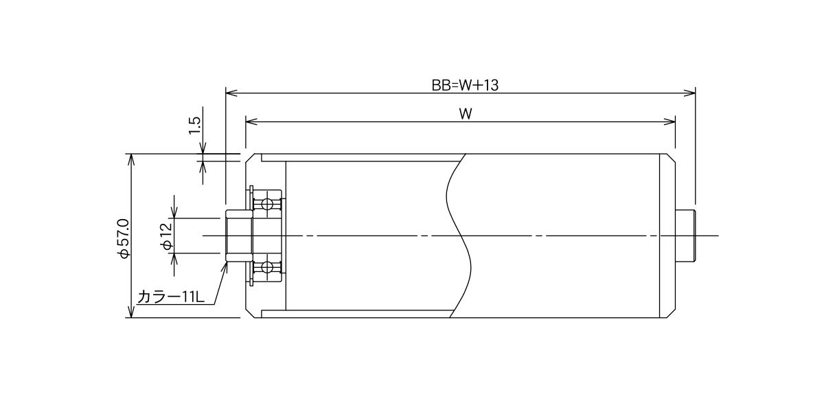 図面　RSM-5715C　コンベヤ用ローラ　グラビティローラコンベヤ　ステンレス製ローラ