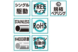 特長　SUS-KR-384010S　SUS-KR-384011S　コンベヤ用ローラ　駆動ローラコンベヤ　駆動ローラ