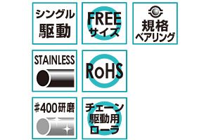 特長　SUS-KR-424010S　SUS-KR-424011S　コンベヤ用ローラ　駆動ローラコンベヤ　駆動ローラ