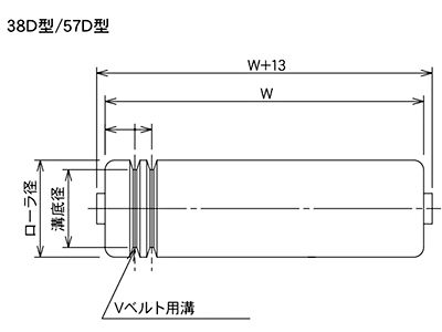 図面　溝入りローラ（SST-D型）　連動用ローラ