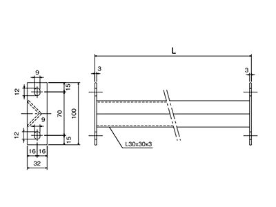 L3×30　アングル支手（塗装）　図面