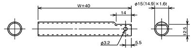 Φ15　スチール　パイプ　ローラ用シャフト　ローラコンベヤ用軸