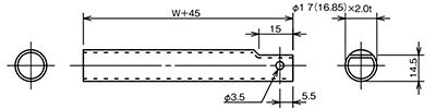 Φ17　スチール　パイプ　ローラ用シャフト　ローラコンベヤ用軸
