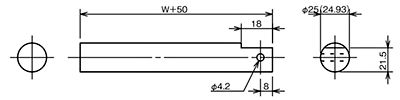 Φ25　スチール　丸棒　ローラ用シャフト　ローラコンベヤ用軸