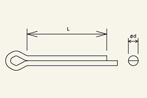 割りピンの形状　ローラ用シャフト　ローラコンベヤ用軸