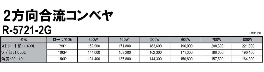 2方向合流コンベヤ　価格表