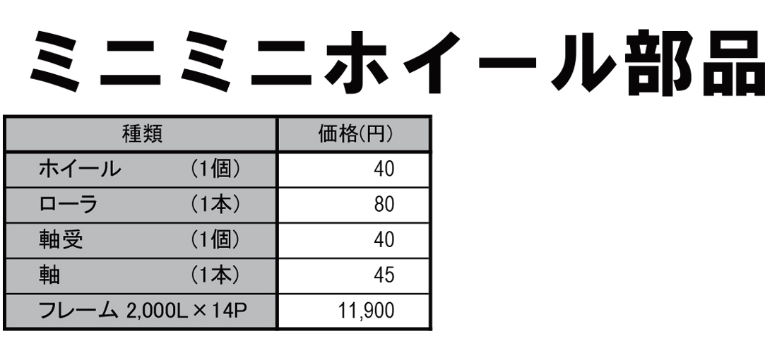 ミニミニホイール部品　部品　ホイールコンベヤ　価格表