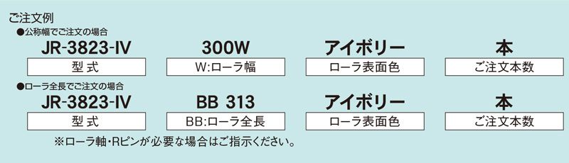 注文例　JR-3823-IV　コンベヤ用ローラ　グラビティローラコンベヤ　樹脂製ローラ