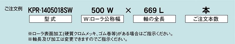 注文例　KPR-1405018SW　駆動コンベヤ用ローラ　駆動ローラコンベヤ　駆動ローラ