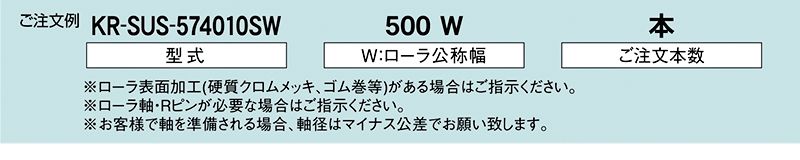 注文例　KR-SUS-574010SW　駆動コンベヤ用ローラ　駆動ローラコンベヤ　駆動ローラ