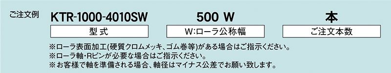 注文例　KTR-1000-4010SW　KTR-1000-4009SW　KTR-1000-4011SW　駆動コンベヤ用ローラ　駆動ローラコンベヤ　駆動ローラ