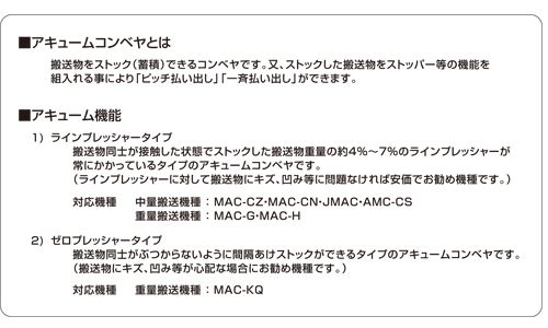 アキュームコンベヤとは　MAC-CN チェーン駆動アキュームローラコンベヤ　MACシリーズ　駆動コンベヤ