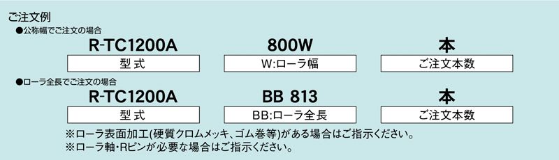 注文例　R-TC1200A　コンベヤ用ローラ　グラビティローラコンベヤ　テーパーローラ