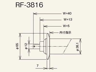 ツバ付ローラ　RF-3816　図面　スチール製グラビティローラコンベヤ(Mシリーズ)