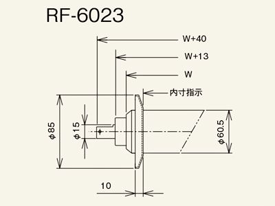 ツバ付ローラ　RF-6023　図面　スチール製グラビティローラコンベヤ(Mシリーズ)