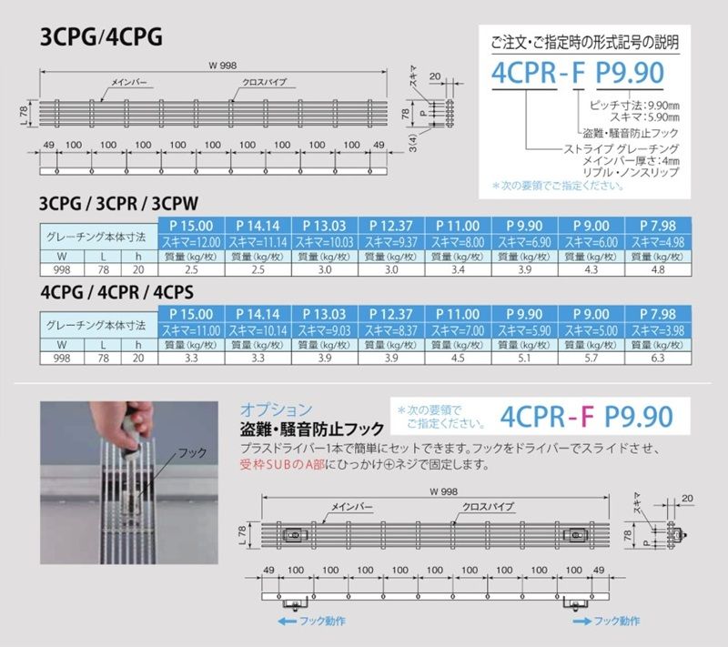 ストライプグレーチング/レインドレーングレーチング